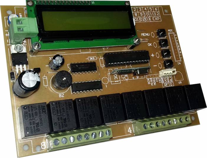 رسیور هشت رله صنعتی ال‌سی‌دی (ریموت+RFID)